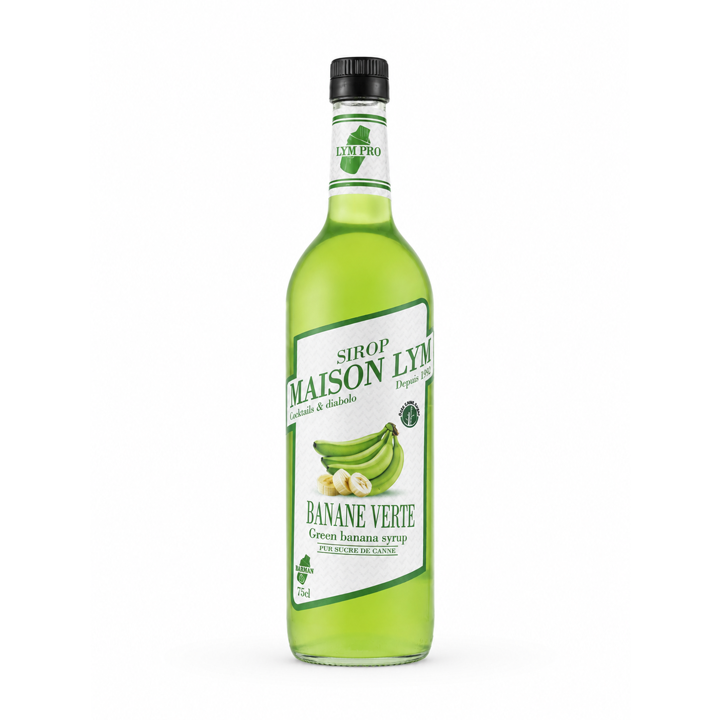 Sirop de banane verte  pro  75cl en verre / Green banana syrup